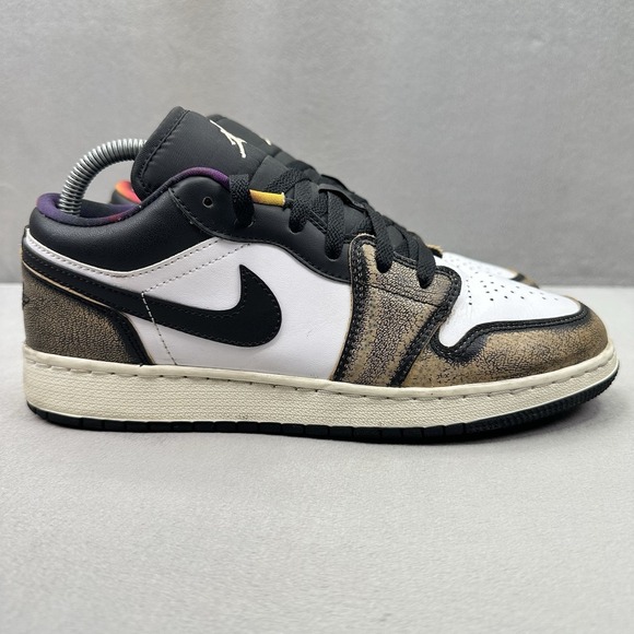 Jordan Shoes - Size 7Y / Womens 8.5 Nike Air Jordan 1 Low SE Wear-Away Shoes Black / Tie-Dye